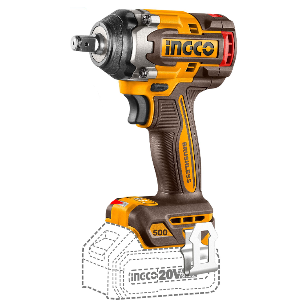 Ingco CIWLI20501  Cordless Li-Ion BL Impact Wrench 1/2 Ingco CIWLI20501  Cordless Li-Ion BL Impact Wrench 1/2